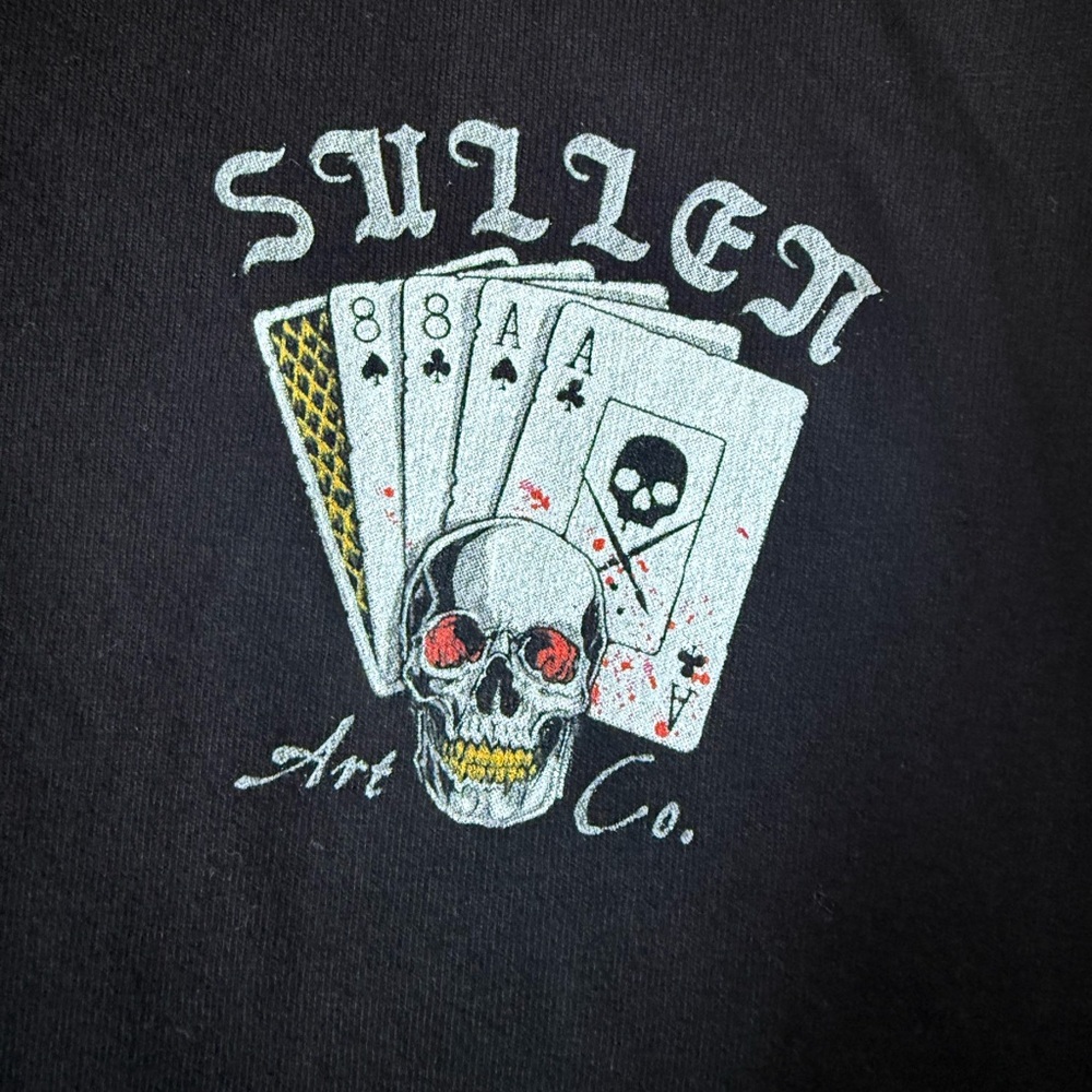 Men's Sullen Art Co Death Dealer Black Skulls Tattoo Biker Tee T-Shirt Med NWT - Picture 5 of 8